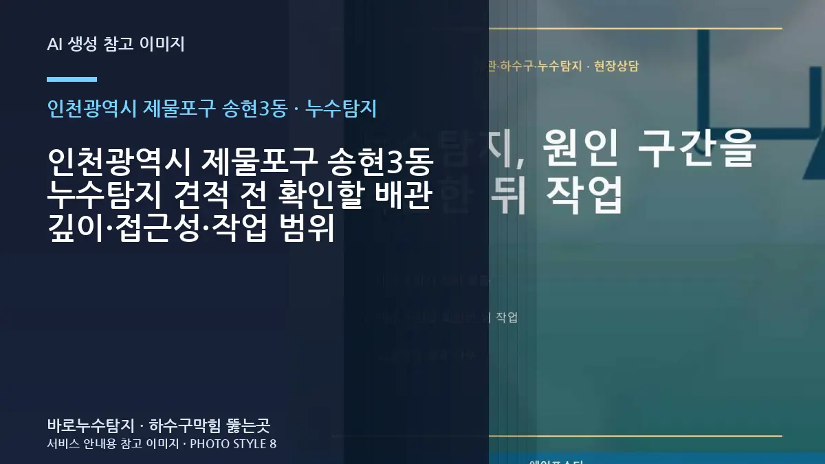인천광역시 제물포구 송현3동 누수탐지 견적 전 확인할 배관 깊이·접근성·작업 범위