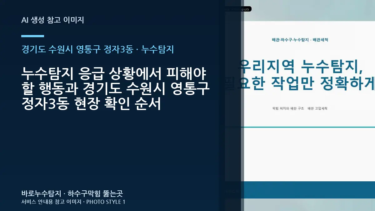 누수탐지 응급 상황에서 피해야 할 행동과 경기도 수원시 영통구 정자3동 현장 확인 순서