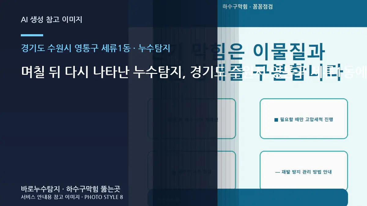 며칠 뒤 다시 나타난 누수탐지, 경기도 수원시 영통구 세류1동에서 재발 원인을 찾는 순서