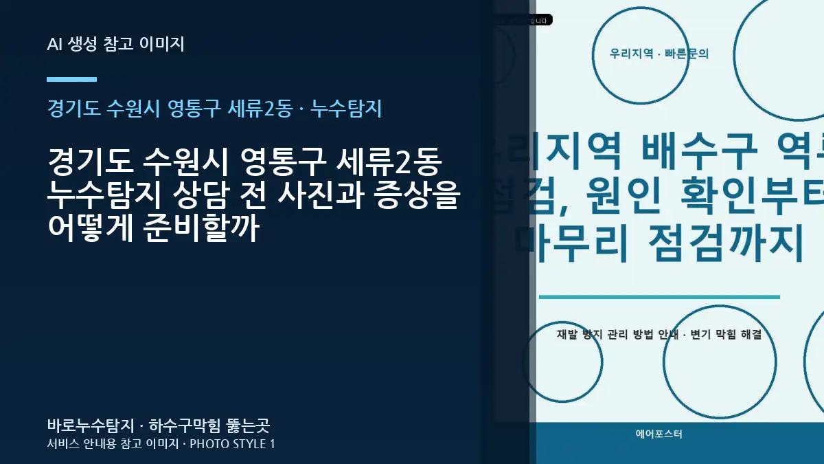 경기도 수원시 영통구 세류2동 누수탐지 상담 전 사진과 증상을 어떻게 준비할까