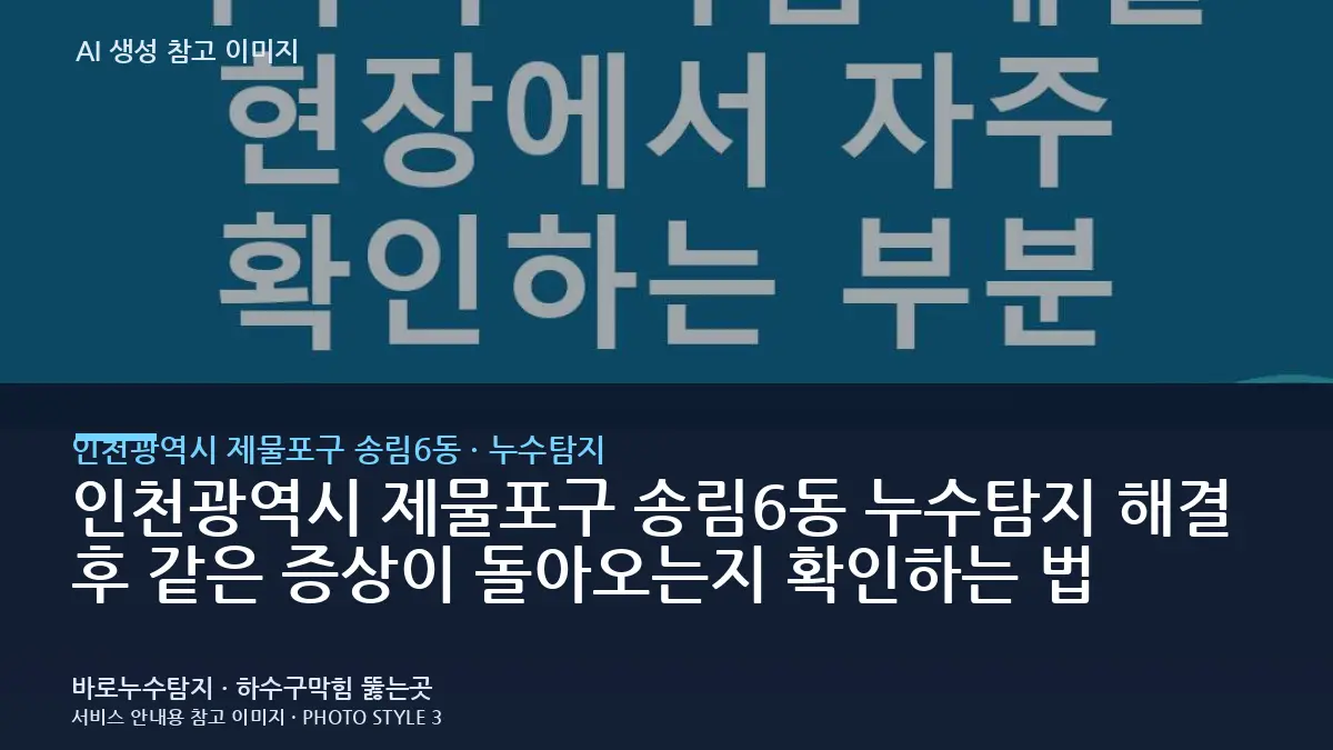 인천광역시 제물포구 송림6동 누수탐지 해결 후 같은 증상이 돌아오는지 확인하는 법