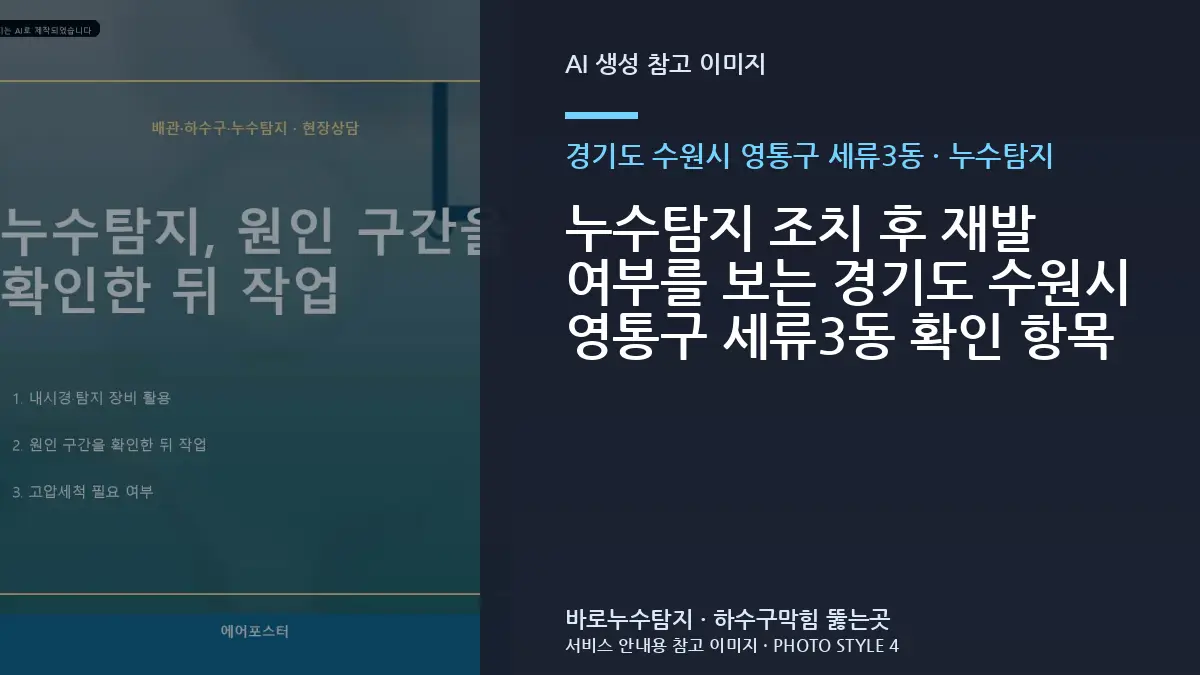 누수탐지 조치 후 재발 여부를 보는 경기도 수원시 영통구 세류3동 확인 항목