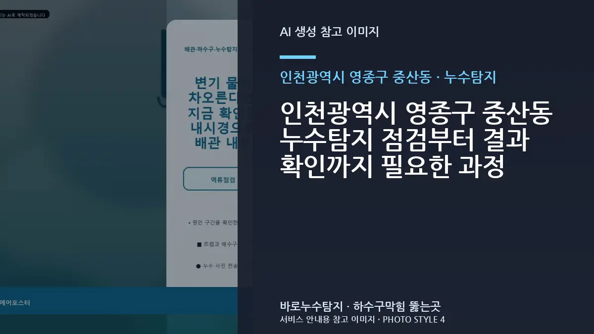 인천광역시 영종구 중산동 누수탐지 점검부터 결과 확인까지 필요한 과정