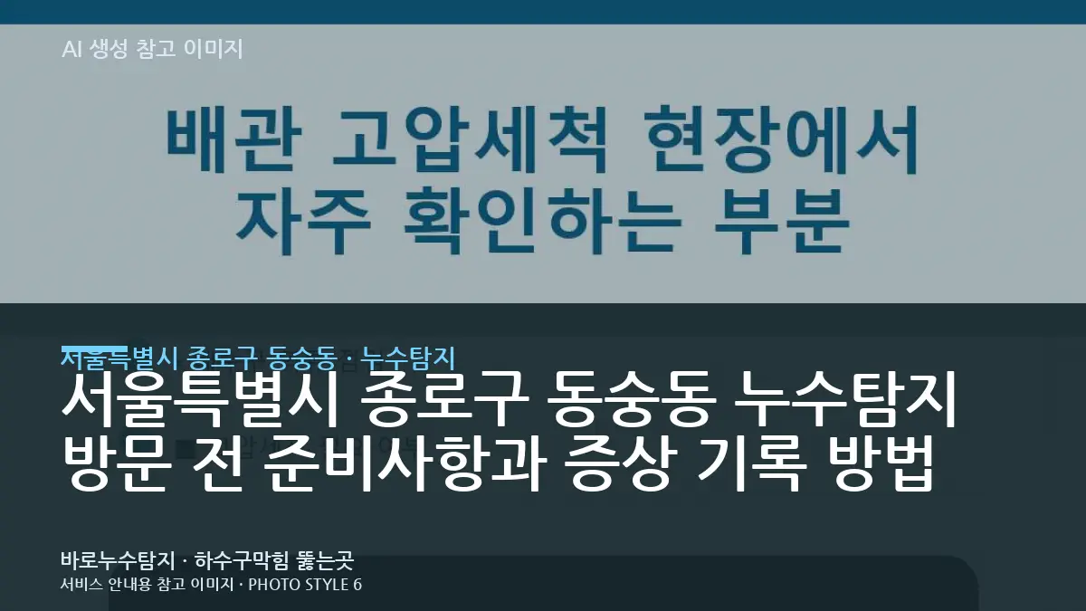 서울특별시 종로구 동숭동 누수탐지 방문 전 준비사항과 증상 기록 방법