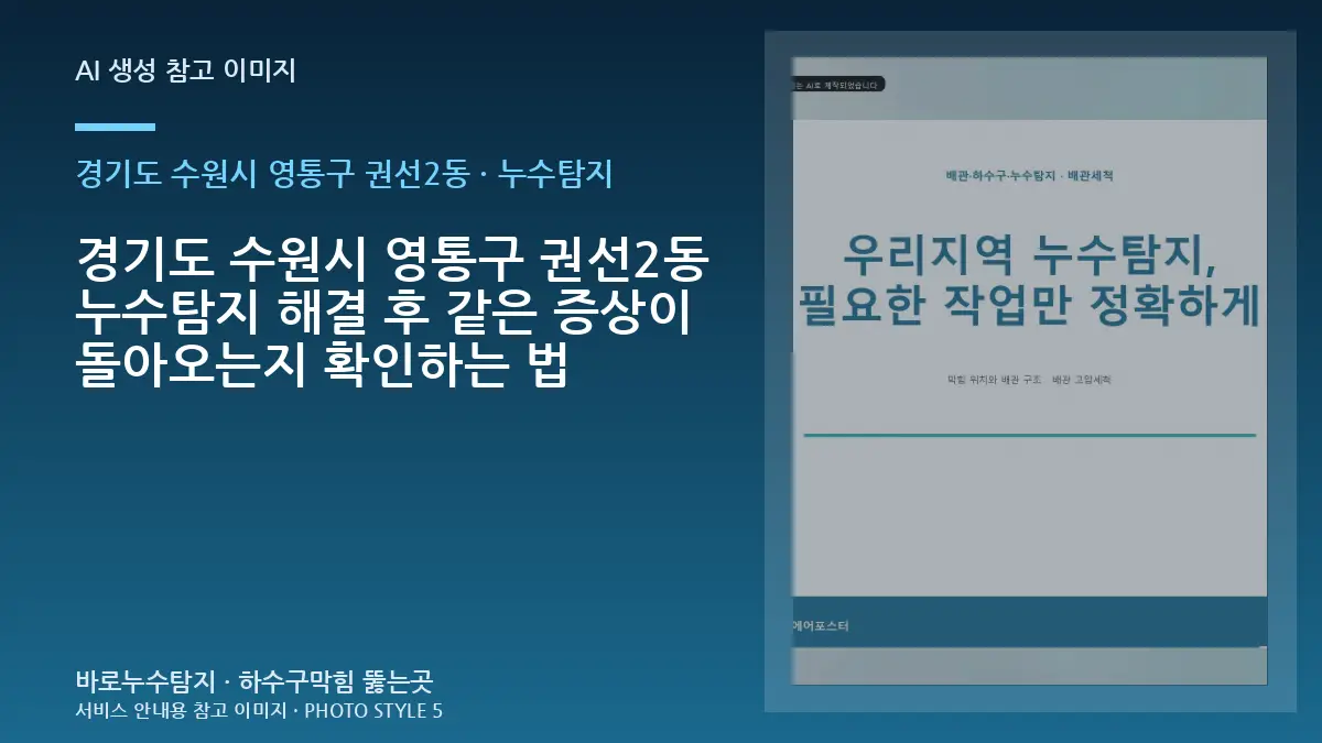경기도 수원시 영통구 권선2동 누수탐지 해결 후 같은 증상이 돌아오는지 확인하는 법