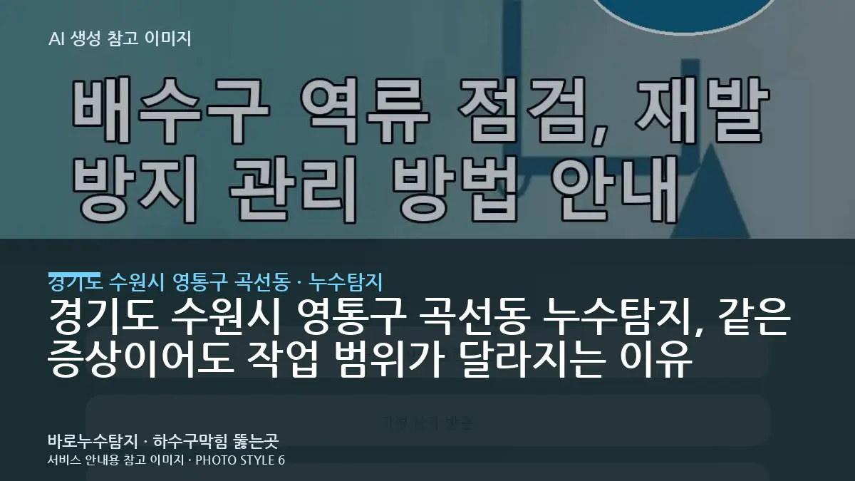 경기도 수원시 영통구 곡선동 누수탐지, 같은 증상이어도 작업 범위가 달라지는 이유