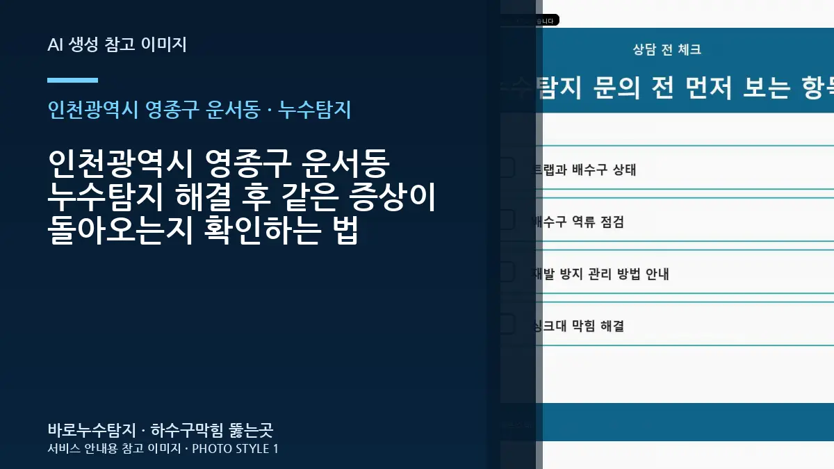 인천광역시 영종구 운서동 누수탐지 해결 후 같은 증상이 돌아오는지 확인하는 법