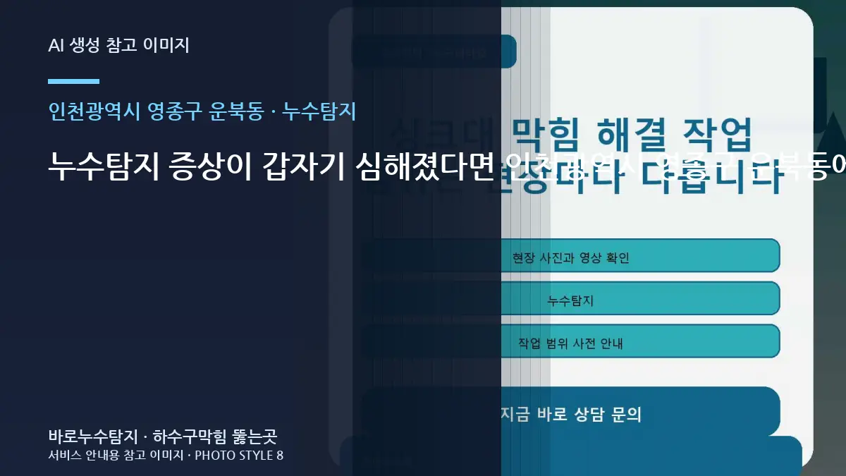 누수탐지 증상이 갑자기 심해졌다면 인천광역시 영종구 운북동에서 먼저 해야 할 조치