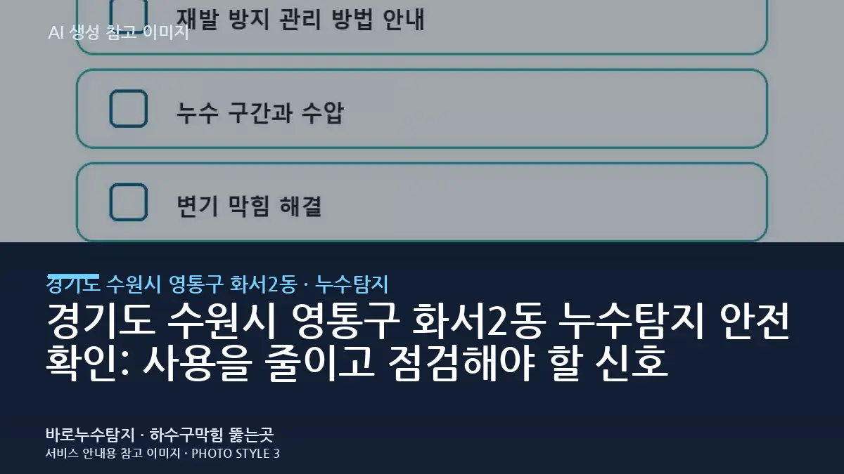 경기도 수원시 영통구 화서2동 누수탐지 안전 확인: 사용을 줄이고 점검해야 할 신호