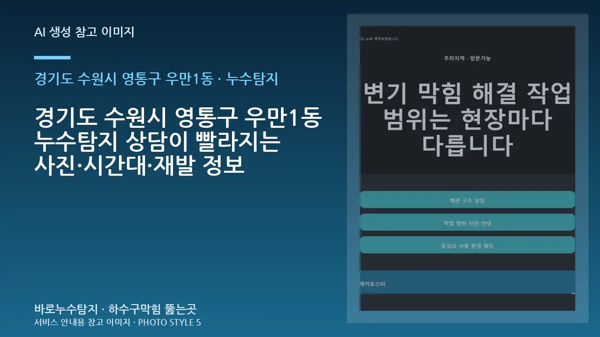 경기도 수원시 영통구 우만1동 누수탐지 상담이 빨라지는 사진·시간대·재발 정보