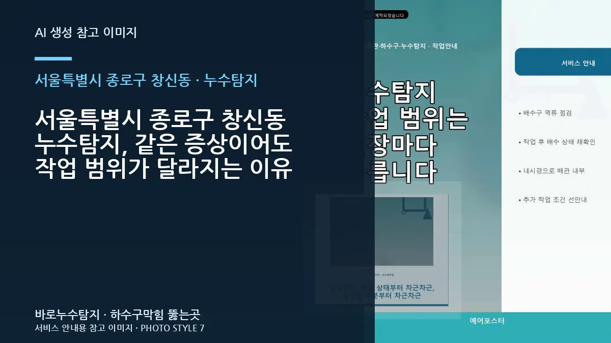 서울특별시 종로구 창신동 누수탐지, 같은 증상이어도 작업 범위가 달라지는 이유