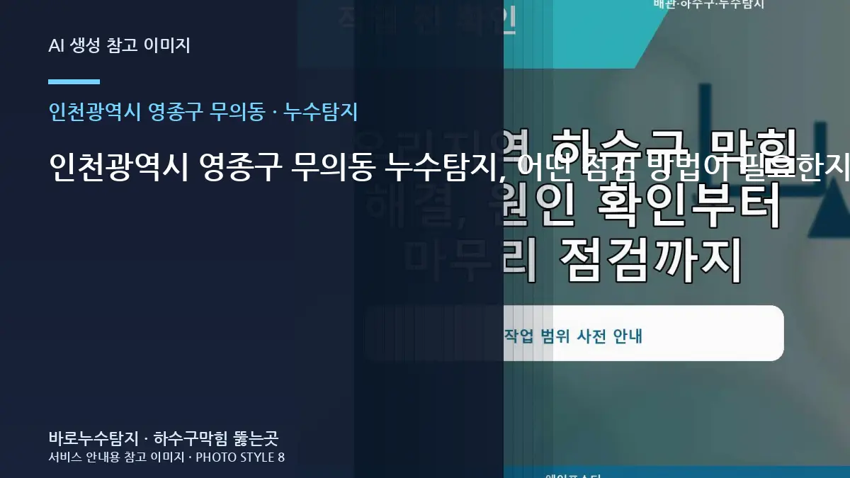 인천광역시 영종구 무의동 누수탐지, 어떤 점검 방법이 필요한지 현장 조건별로 구분하기