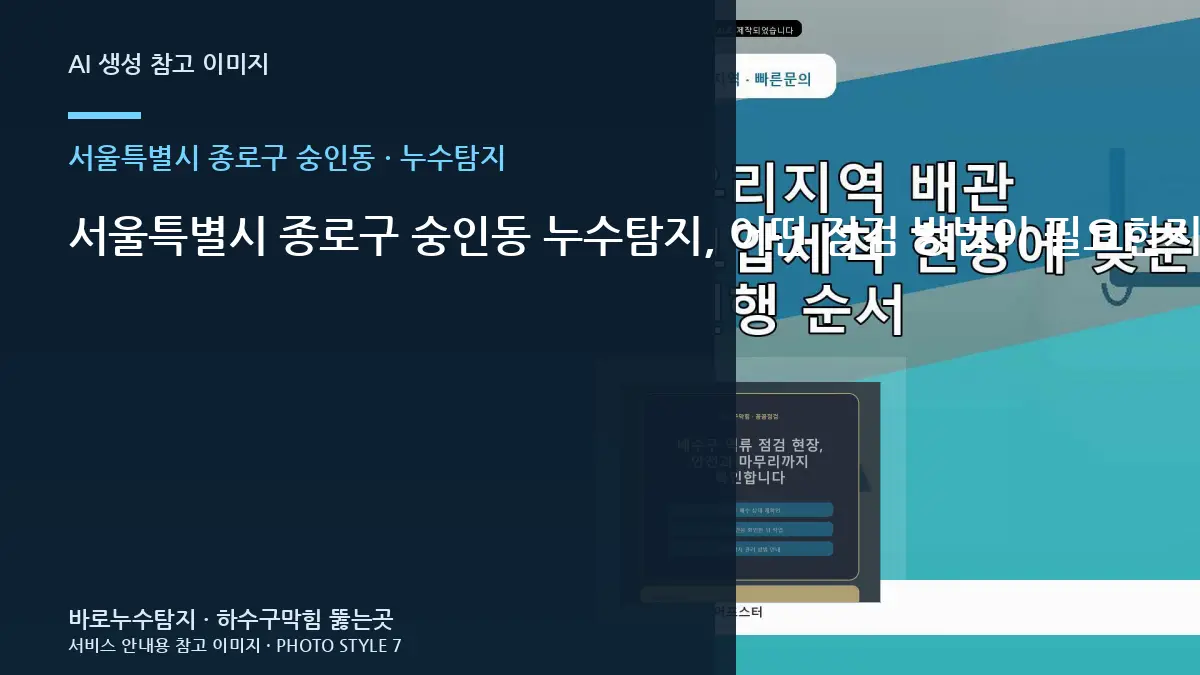 서울특별시 종로구 숭인동 누수탐지, 어떤 점검 방법이 필요한지 현장 조건별로 구분하기