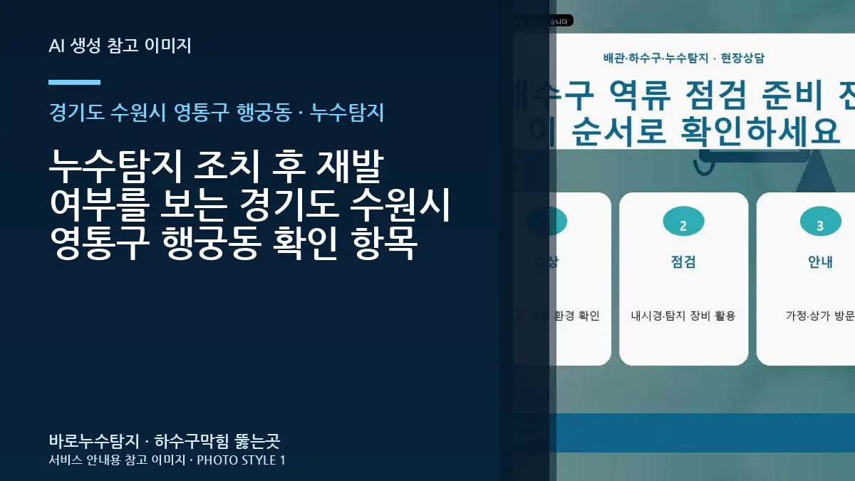누수탐지 조치 후 재발 여부를 보는 경기도 수원시 영통구 행궁동 확인 항목