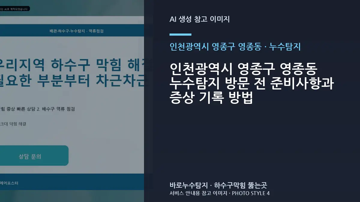 인천광역시 영종구 영종동 누수탐지 방문 전 준비사항과 증상 기록 방법