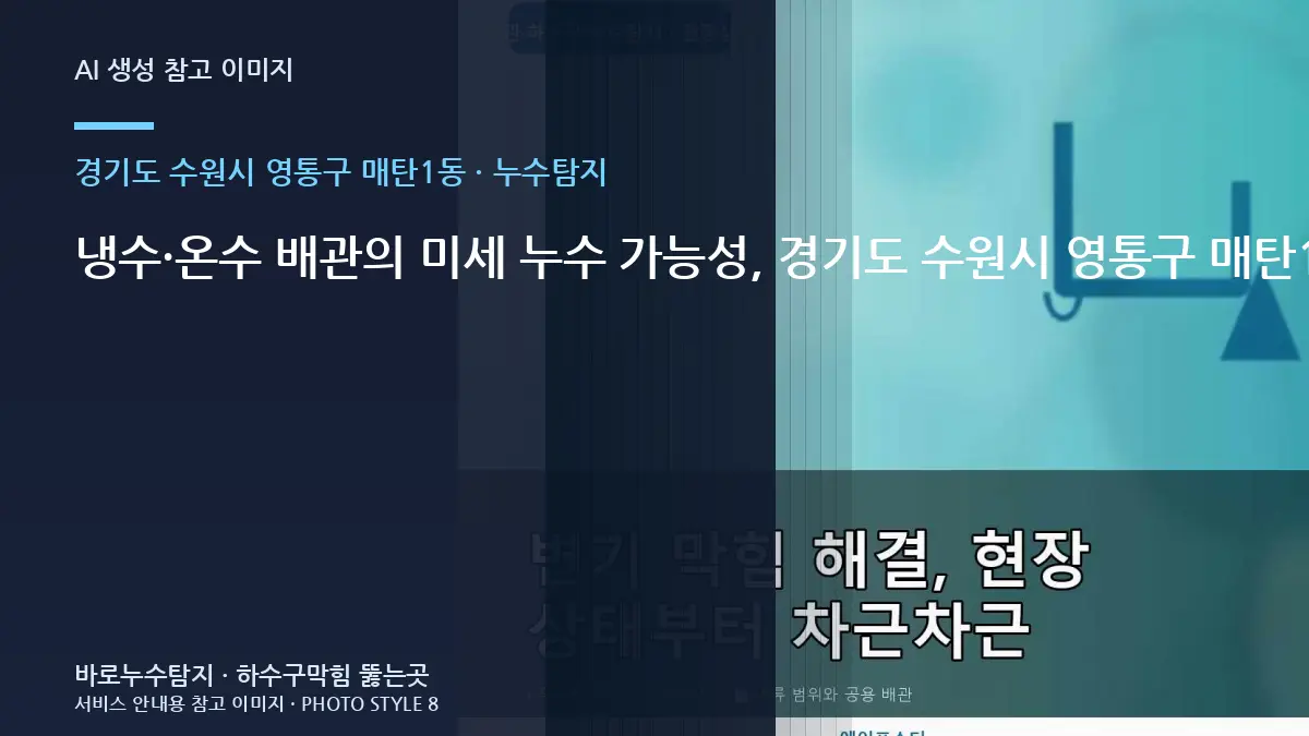 냉수·온수 배관의 미세 누수 가능성, 경기도 수원시 영통구 매탄1동 누수탐지 점검에서 구분하는 방법