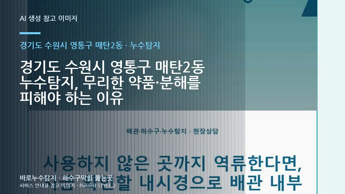 경기도 수원시 영통구 매탄2동 누수탐지, 무리한 약품·분해를 피해야 하는 이유