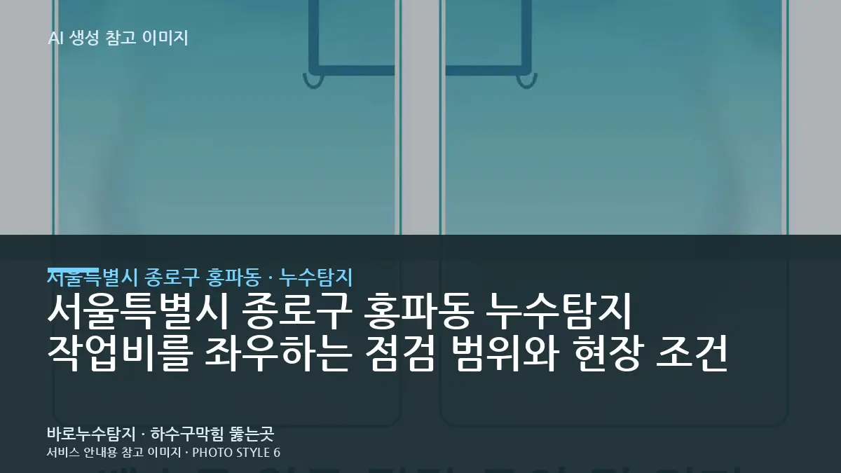 서울특별시 종로구 홍파동 누수탐지 작업비를 좌우하는 점검 범위와 현장 조건