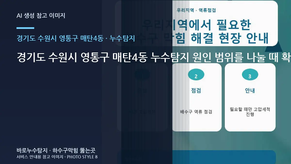 경기도 수원시 영통구 매탄4동 누수탐지 원인 범위를 나눌 때 확인할 기준: 비가 온 뒤 심해지는지 날씨와 무관한지