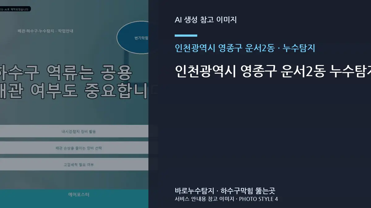 인천광역시 영종구 운서2동 누수탐지 증상을 한 가지 원인으로 단정하면 안 되는 이유