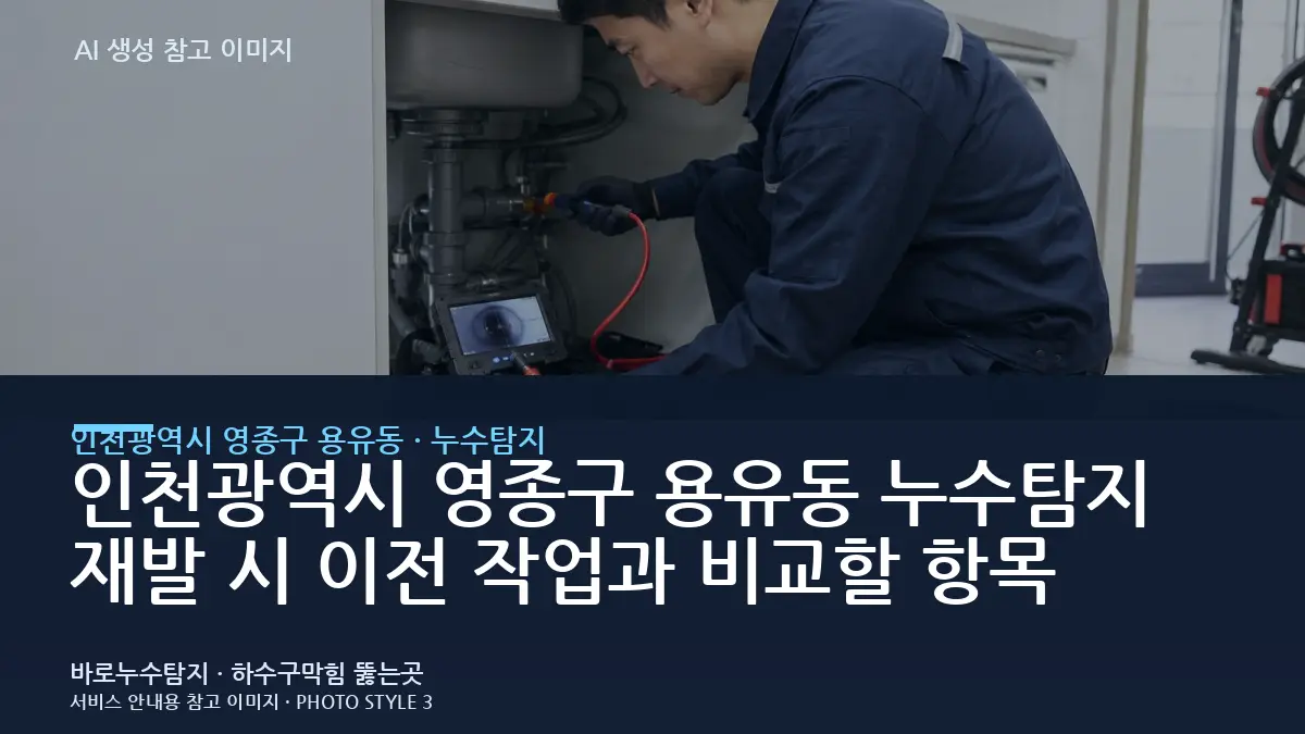 인천광역시 영종구 용유동 누수탐지 재발 시 이전 작업과 비교할 항목
