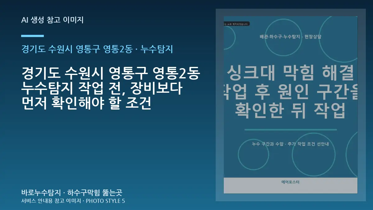 경기도 수원시 영통구 영통2동 누수탐지 작업 전, 장비보다 먼저 확인해야 할 조건