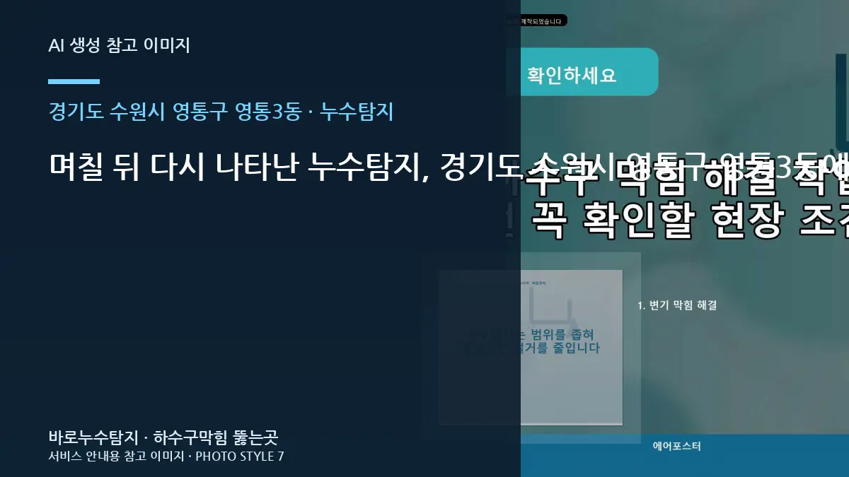 며칠 뒤 다시 나타난 누수탐지, 경기도 수원시 영통구 영통3동에서 재발 원인을 찾는 순서