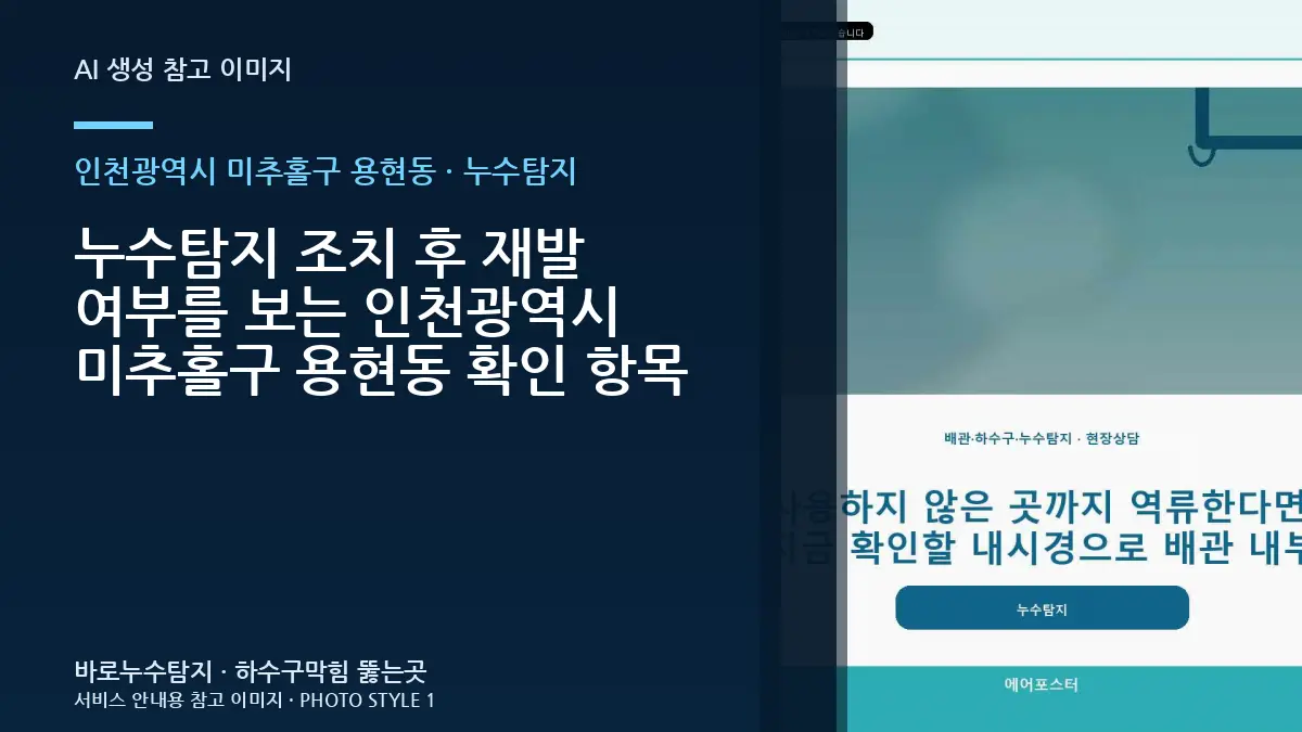누수탐지 조치 후 재발 여부를 보는 인천광역시 미추홀구 용현동 확인 항목