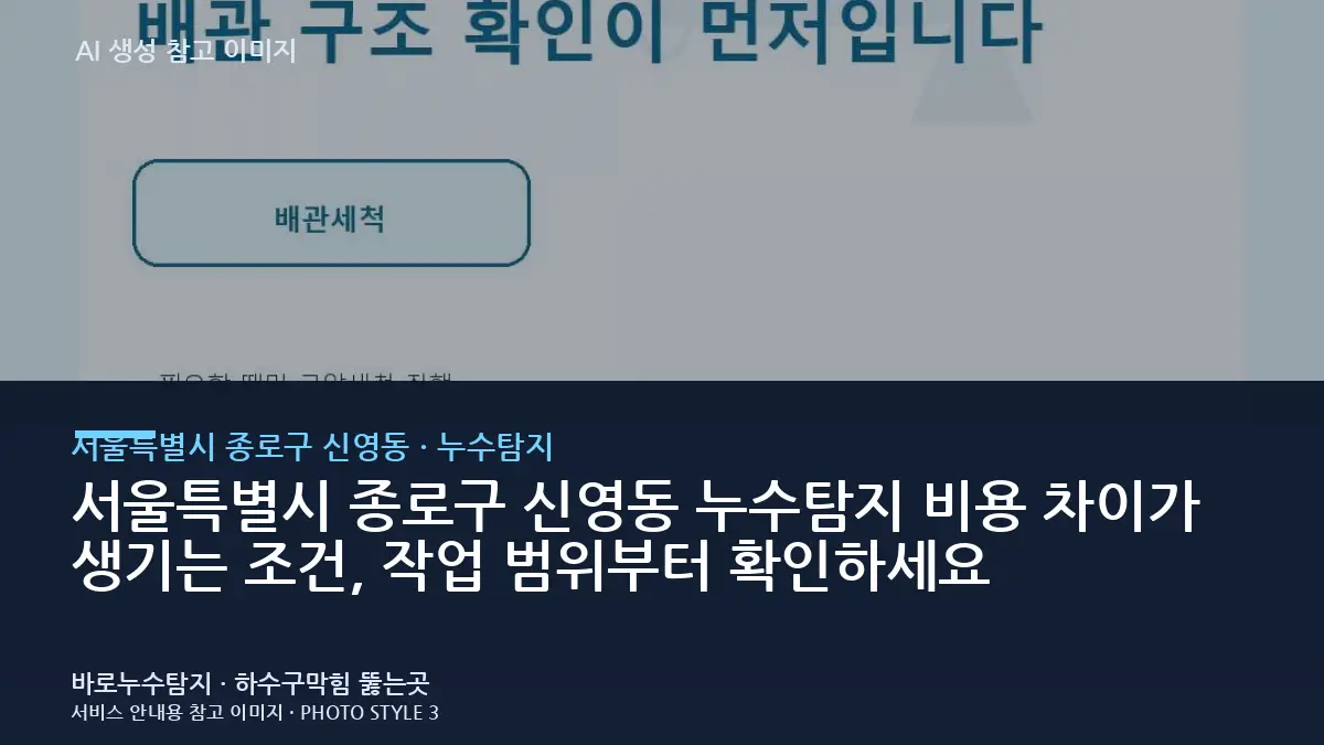 서울특별시 종로구 신영동 누수탐지 비용 차이가 생기는 조건, 작업 범위부터 확인하세요