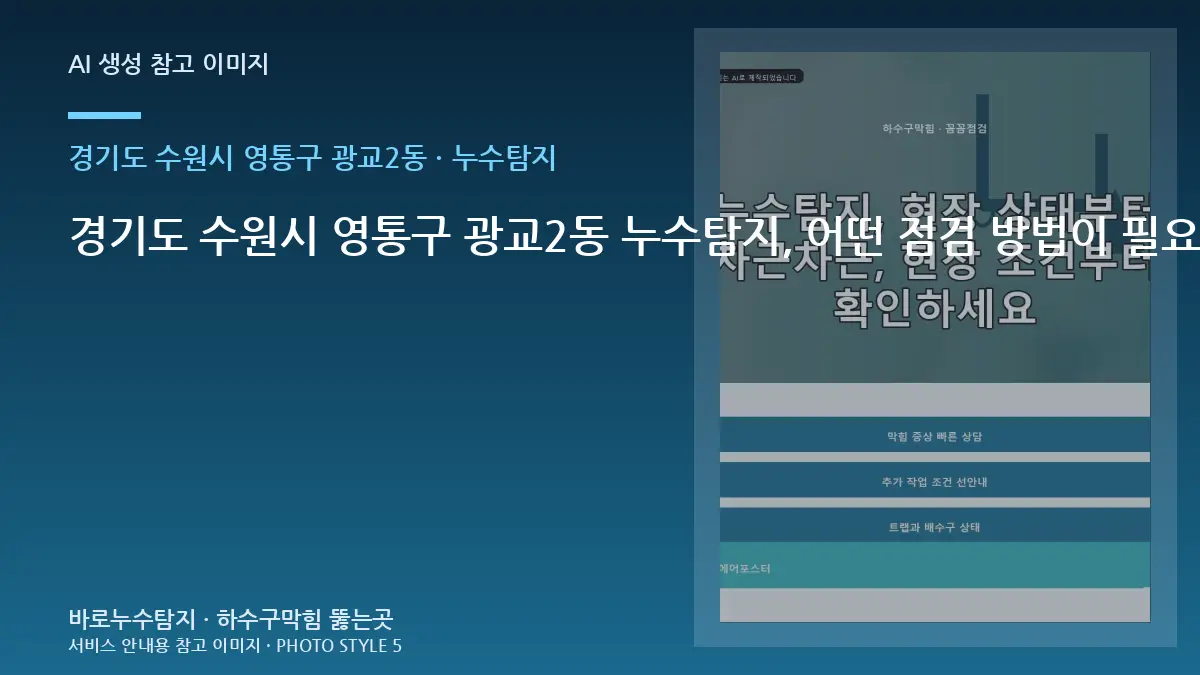 경기도 수원시 영통구 광교2동 누수탐지, 어떤 점검 방법이 필요한지 현장 조건별로 구분하기