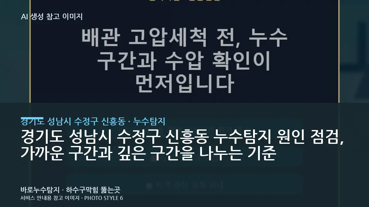경기도 성남시 수정구 신흥동 누수탐지 원인 점검, 가까운 구간과 깊은 구간을 나누는 기준