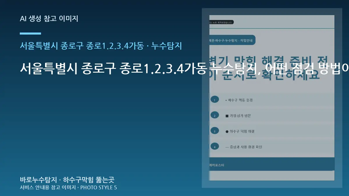 서울특별시 종로구 종로1.2.3.4가동 누수탐지, 어떤 점검 방법이 필요한지 현장 조건별로 구분하기