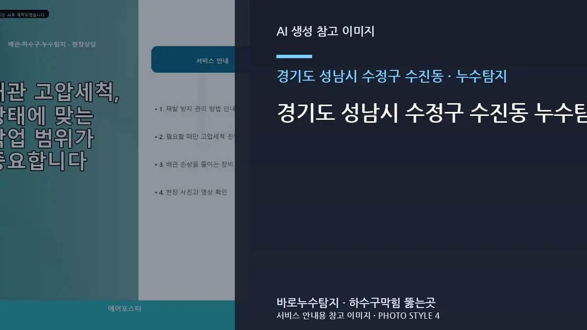 경기도 성남시 수정구 수진동 누수탐지 증상을 한 가지 원인으로 단정하면 안 되는 이유