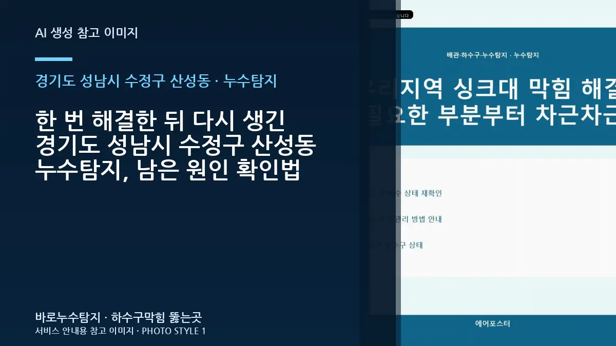 한 번 해결한 뒤 다시 생긴 경기도 성남시 수정구 산성동 누수탐지, 남은 원인 확인법