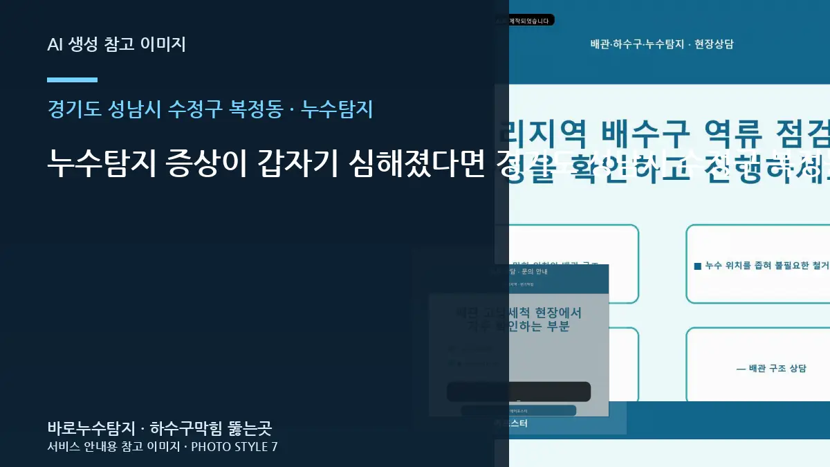 누수탐지 증상이 갑자기 심해졌다면 경기도 성남시 수정구 복정동에서 먼저 해야 할 조치