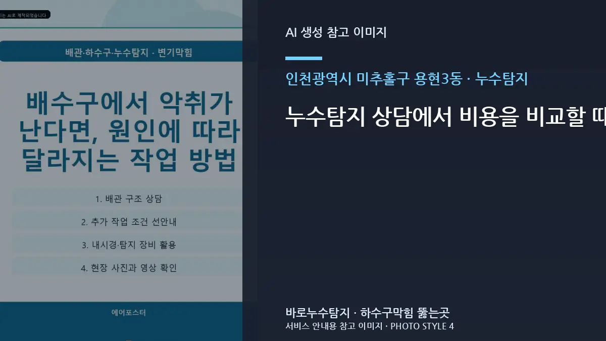 누수탐지 상담에서 비용을 비교할 때 인천광역시 미추홀구 용현3동 현장 조건 보는 법