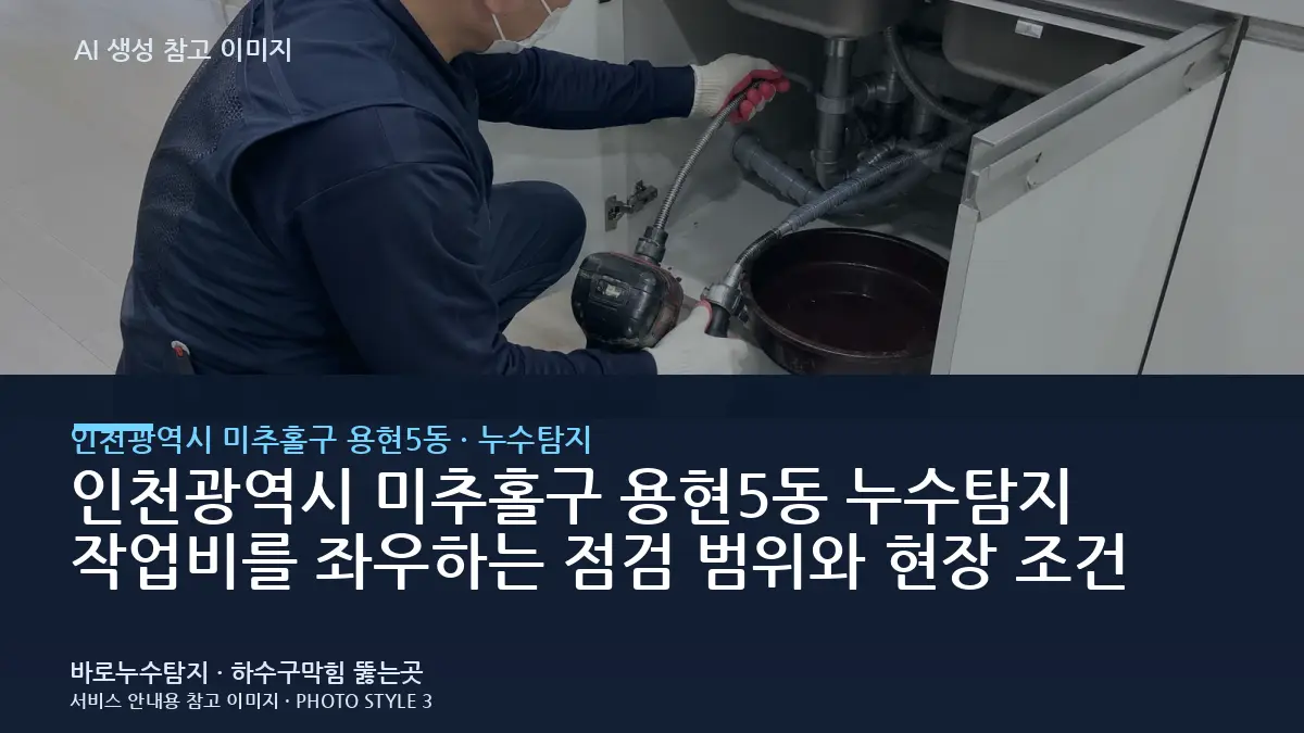 인천광역시 미추홀구 용현5동 누수탐지 작업비를 좌우하는 점검 범위와 현장 조건