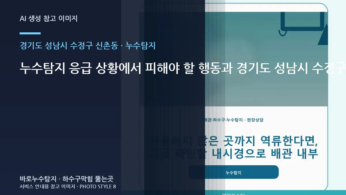 누수탐지 응급 상황에서 피해야 할 행동과 경기도 성남시 수정구 신촌동 현장 확인 순서