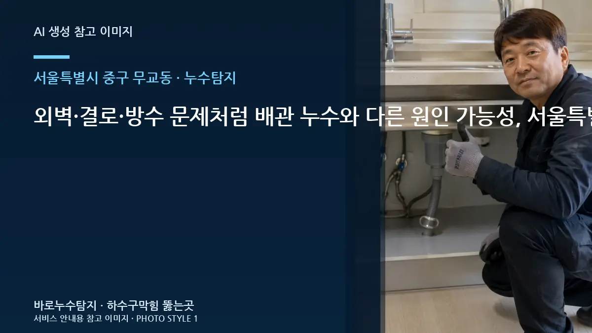 외벽·결로·방수 문제처럼 배관 누수와 다른 원인 가능성, 서울특별시 중구 무교동 누수탐지 점검에서 구분하는 방법