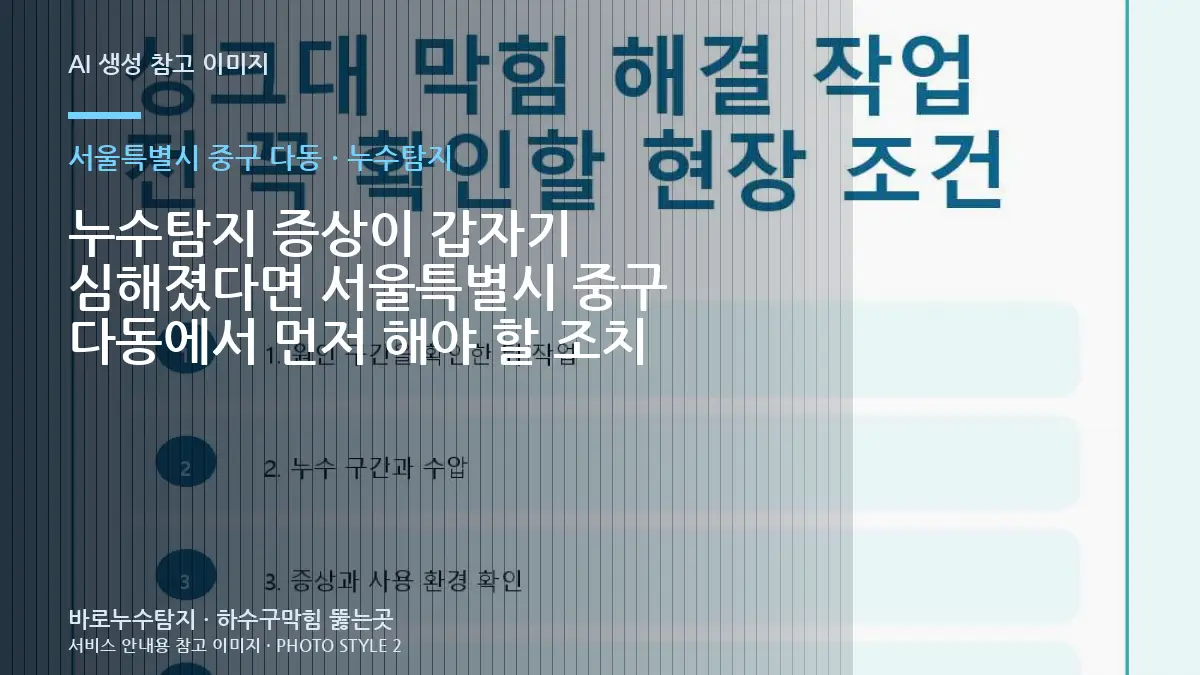 누수탐지 증상이 갑자기 심해졌다면 서울특별시 중구 다동에서 먼저 해야 할 조치