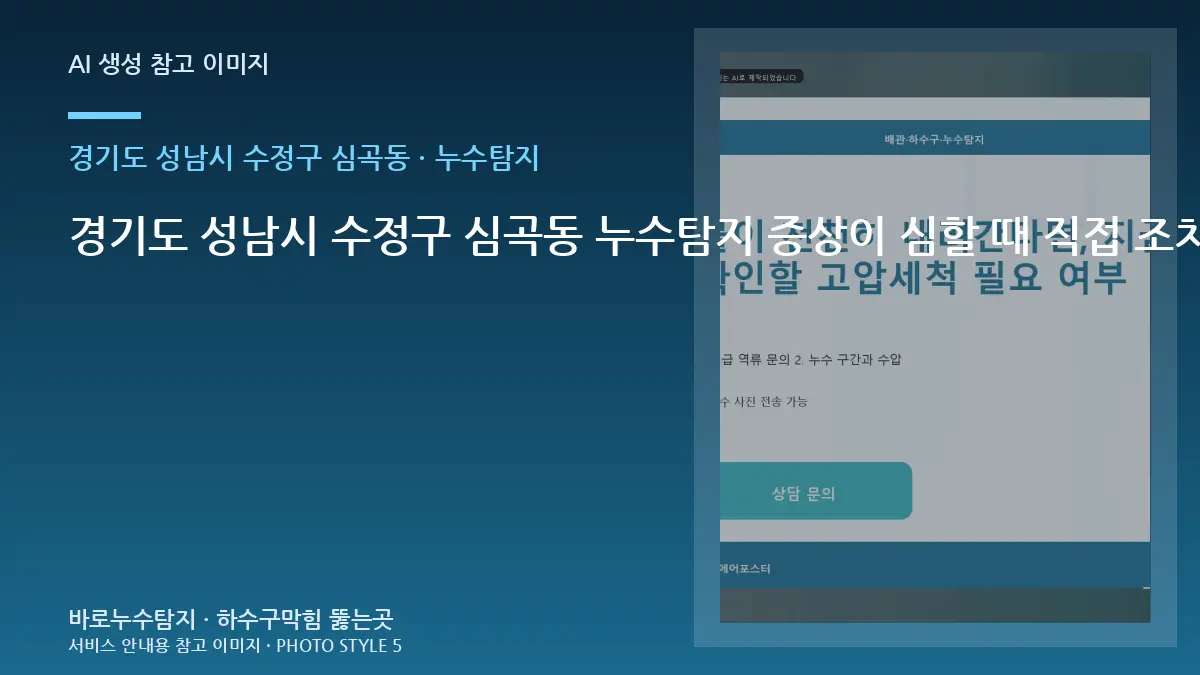 경기도 성남시 수정구 심곡동 누수탐지 증상이 심할 때 직접 조치보다 안전을 먼저 봐야 하는 경우