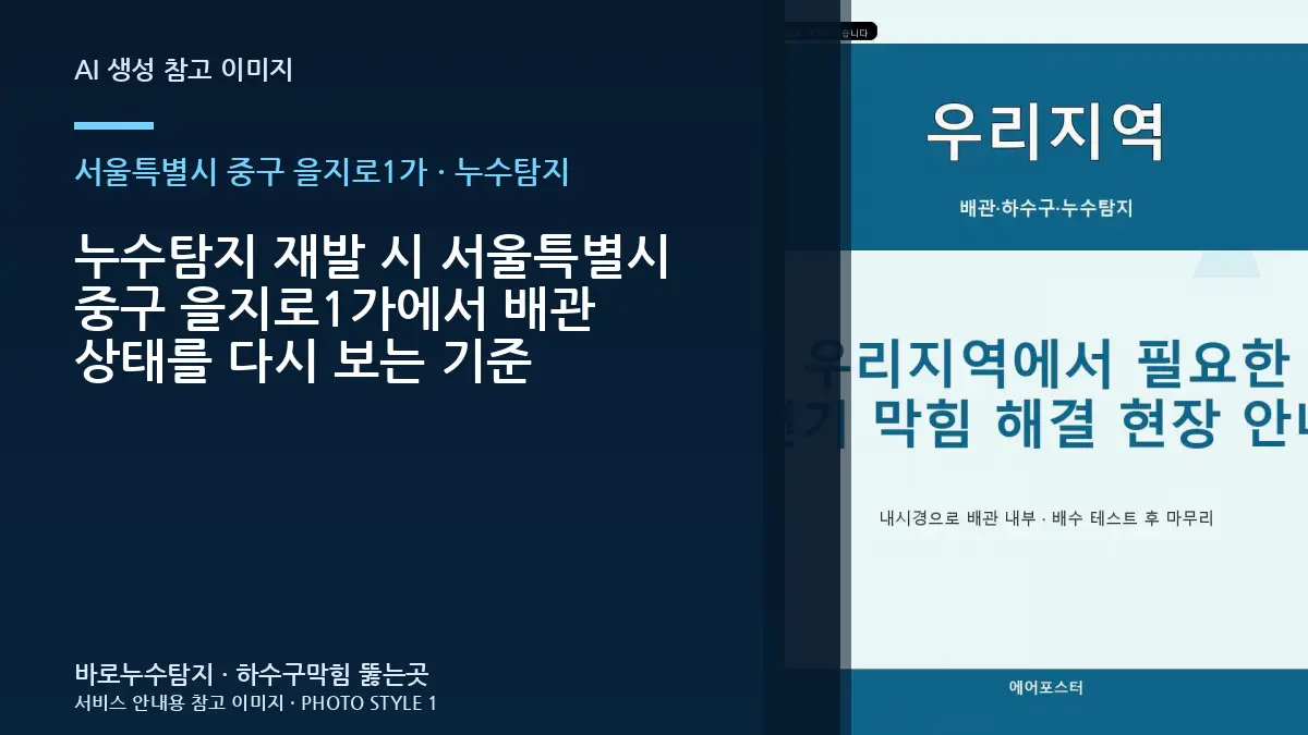 누수탐지 재발 시 서울특별시 중구 을지로1가에서 배관 상태를 다시 보는 기준