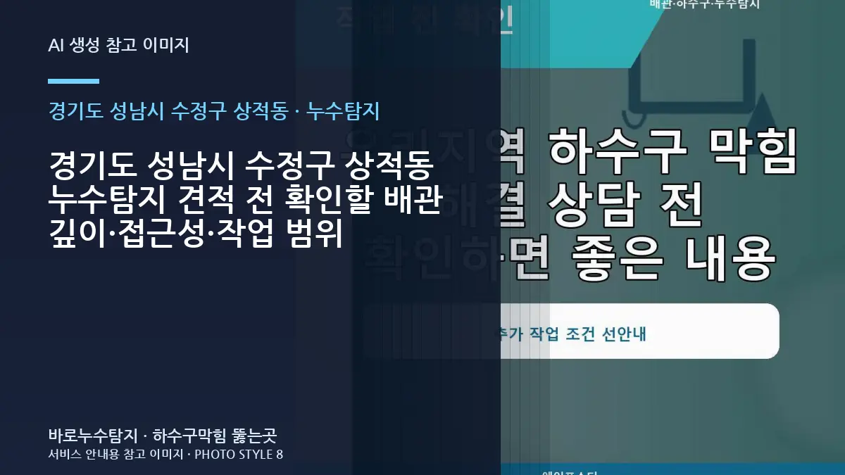 경기도 성남시 수정구 상적동 누수탐지 견적 전 확인할 배관 깊이·접근성·작업 범위