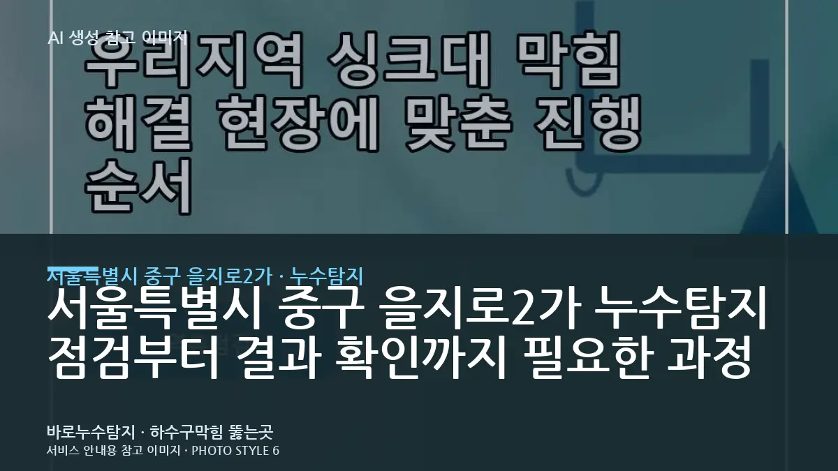 서울특별시 중구 을지로2가 누수탐지 점검부터 결과 확인까지 필요한 과정