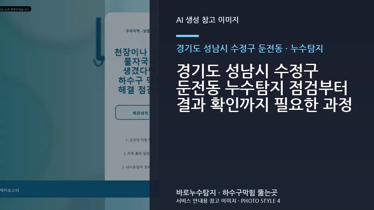 경기도 성남시 수정구 둔전동 누수탐지 점검부터 결과 확인까지 필요한 과정