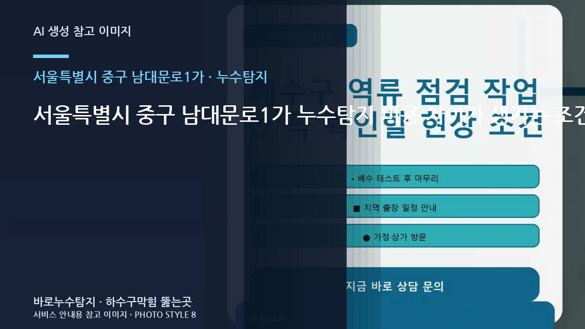 서울특별시 중구 남대문로1가 누수탐지 비용 차이가 생기는 조건, 작업 범위부터 확인하세요