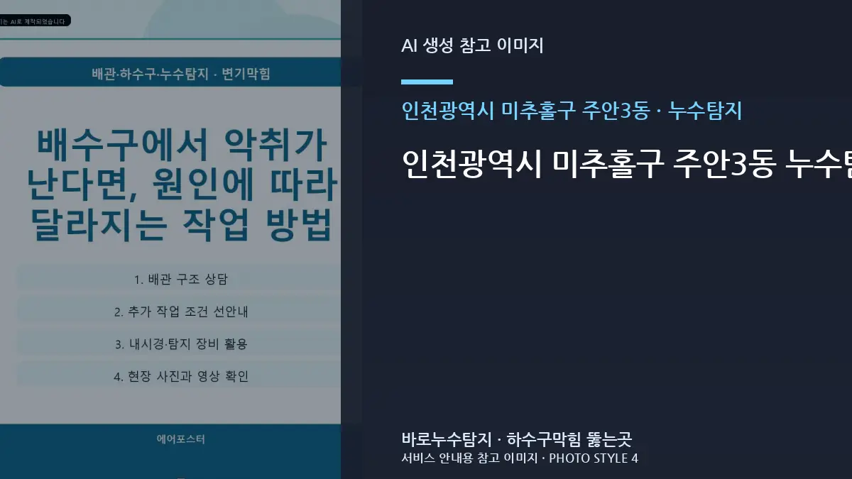 인천광역시 미추홀구 주안3동 누수탐지 직접 확인 가능한 범위와 전문가 점검이 필요한 경계