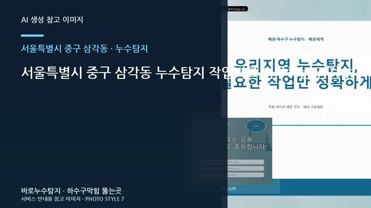 서울특별시 중구 삼각동 누수탐지 작업비를 좌우하는 점검 범위와 현장 조건