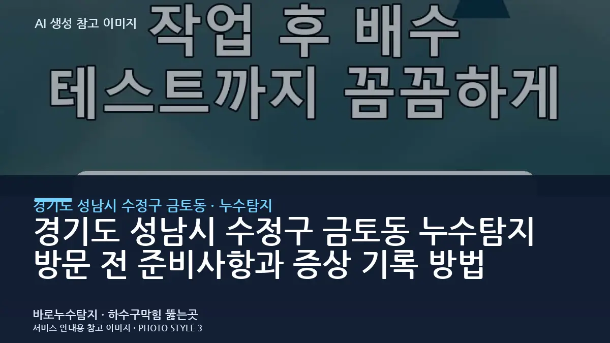 경기도 성남시 수정구 금토동 누수탐지 방문 전 준비사항과 증상 기록 방법