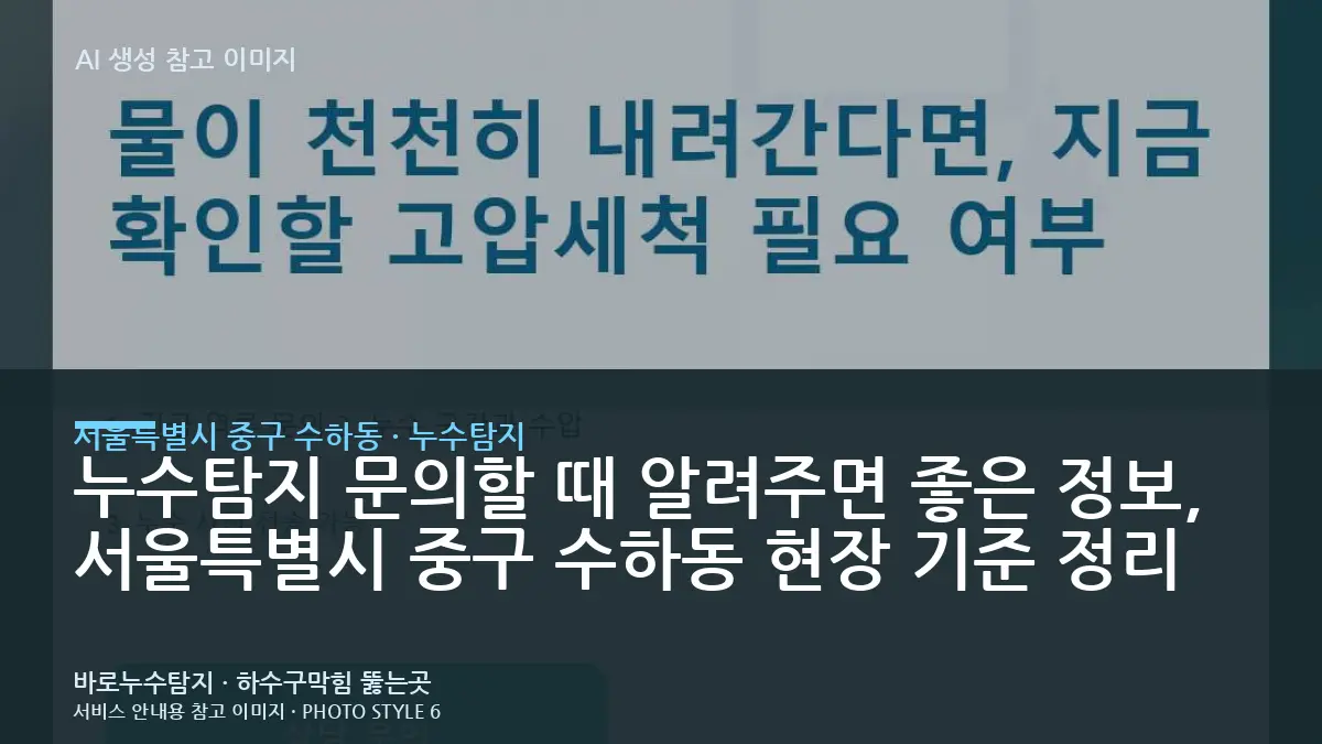 누수탐지 문의할 때 알려주면 좋은 정보, 서울특별시 중구 수하동 현장 기준 정리